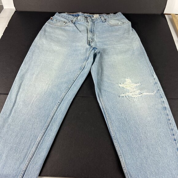 VTG 90s Levi's Jean Men 32x30* 560 Loose Tapered Blue Distressed Denim Tag 33x31
